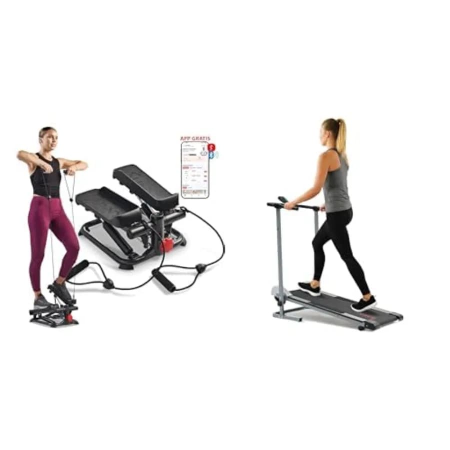 Stepper 2-in-1 Total Body Smart with Resistance Bands + Treadmill Manual Folding, Resistant, Non-Electric, for Exercises with Inclination