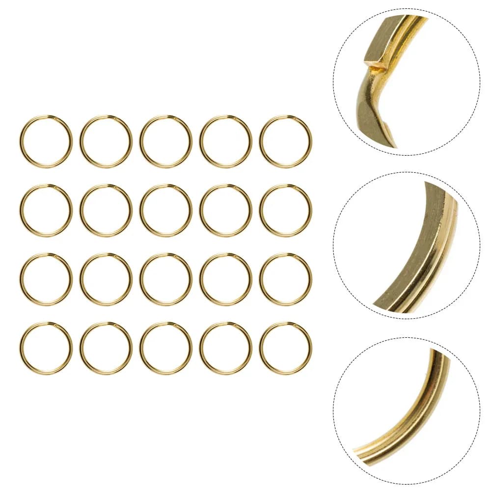 20 Pieces Metal Round Keyring Rings, Supplies for Creation of Brass Keyrings for Fai-da-Te Jewelry, Pendants, Necklaces, Bracelets, Cables, Keyring