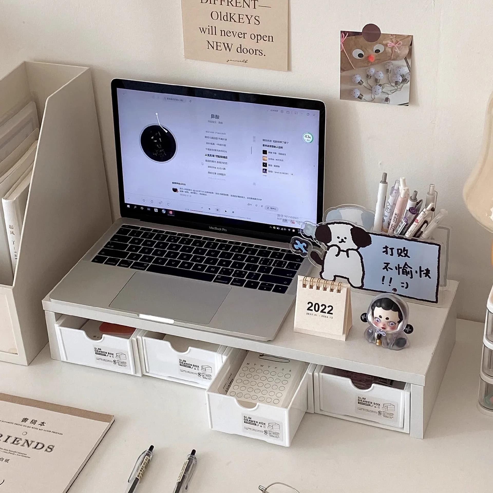 Modern Minimalist Computer Desk Storage Rack Notebook Elevator Shelf Desktop Monitor Holder Dormitory Desktop Organizer