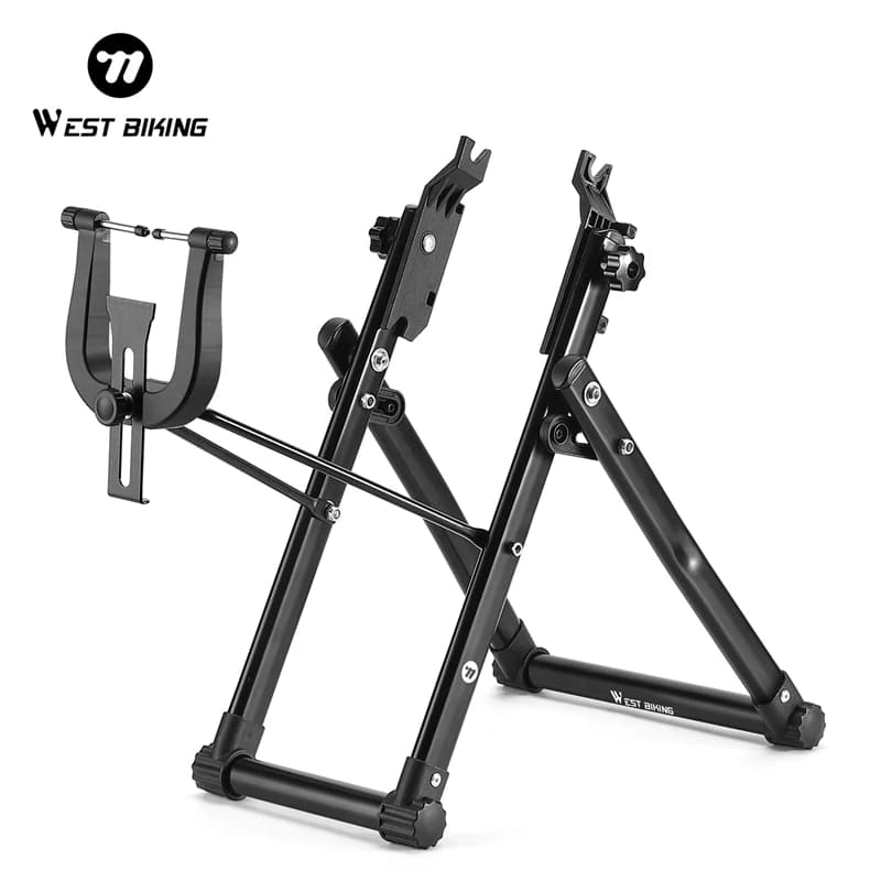 WEST BIKING Supporto per centratura ruota per bicicletta Correttore pieghevole per cerchione per mountain bike per strumento di riparazione biciclette in acciaio al carbonio da strada MTB