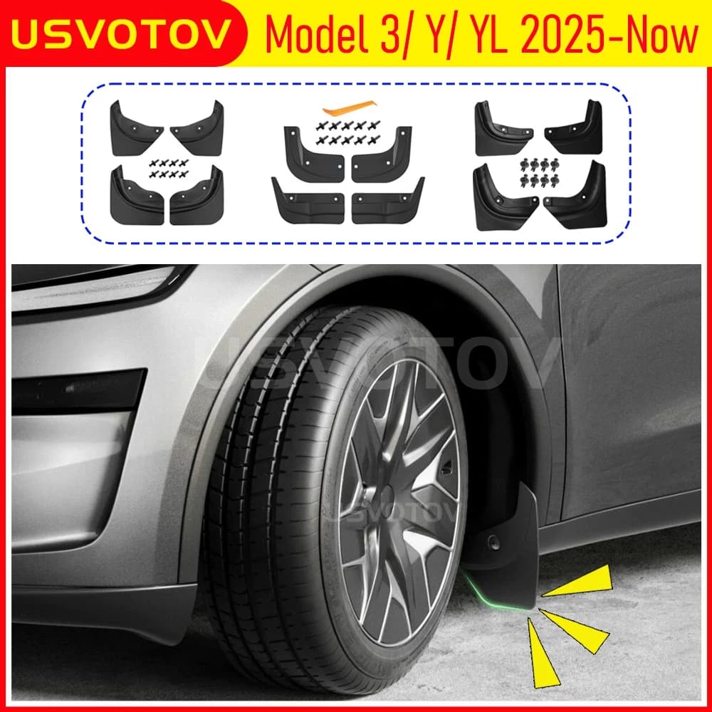 Soft Mud Flaps for Tesla Model 3 Y Juniper 2025 2026 Mudguard Official Front Rear Wheel Fenders Splash Guards Travel Accessories