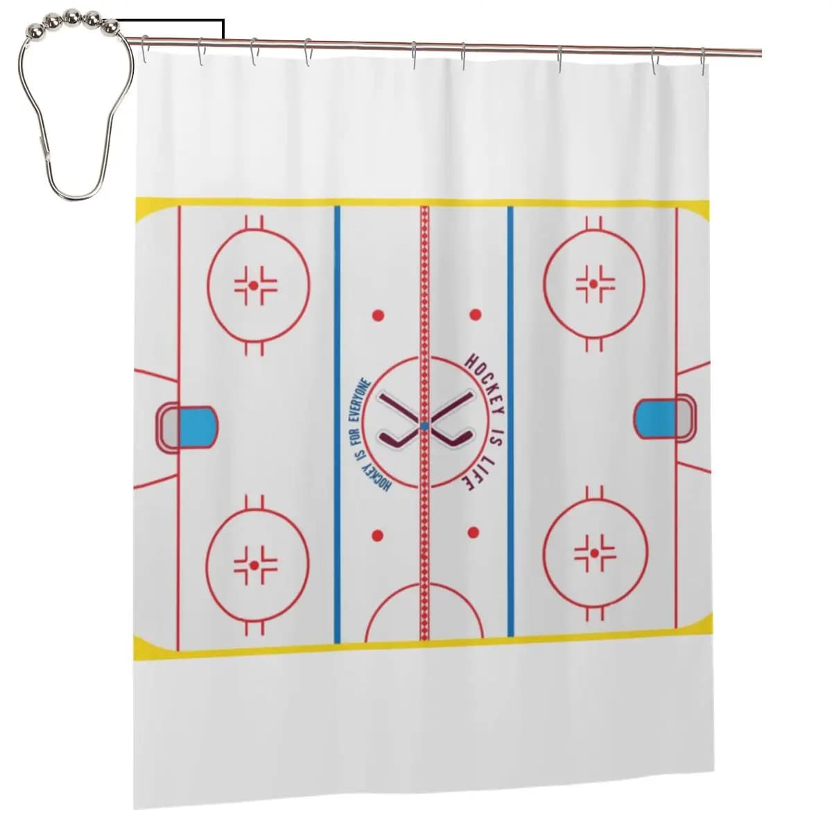 Hockey Is Life Rink Tenda da doccia per bagno in poliestere impermeabile con ganci