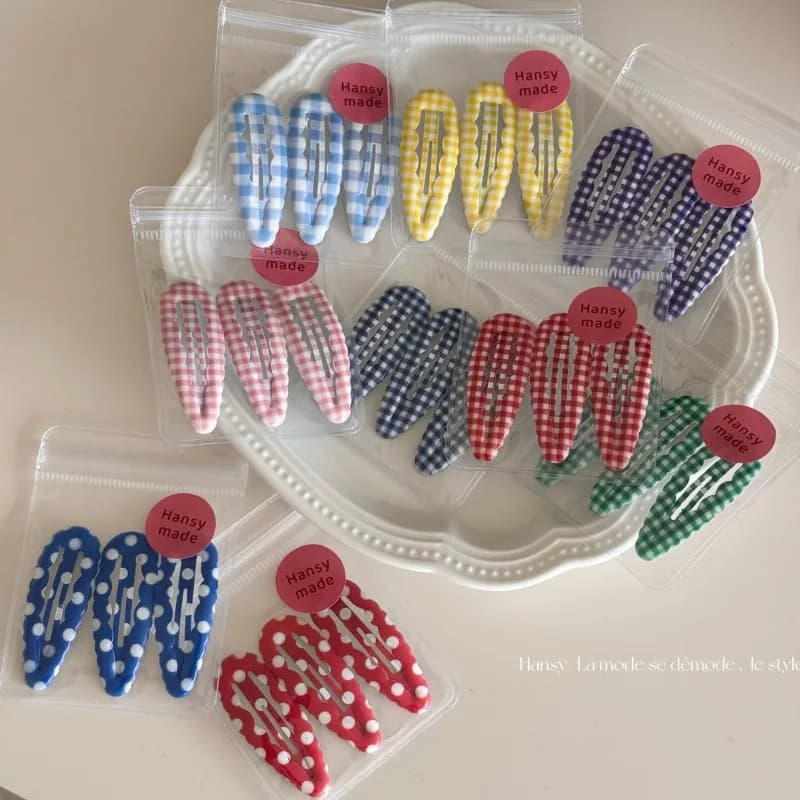 3 Packs Water Droplets Barrettes Wavy Edge Plaid BB Clip Basic Hairpin for Baby Girls Kids Hair Accessories