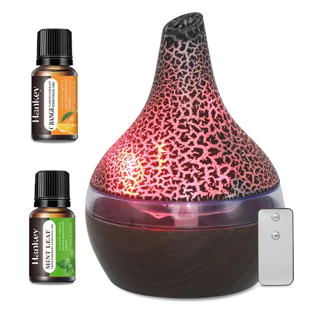 Diffusore di Oli Essenziali con Telecomando, Umidificatore da 300ml Effetto Legno Nero - Funzionamento Silenzioso e LED a 7 Colori per un'Atmosfera Rilassante