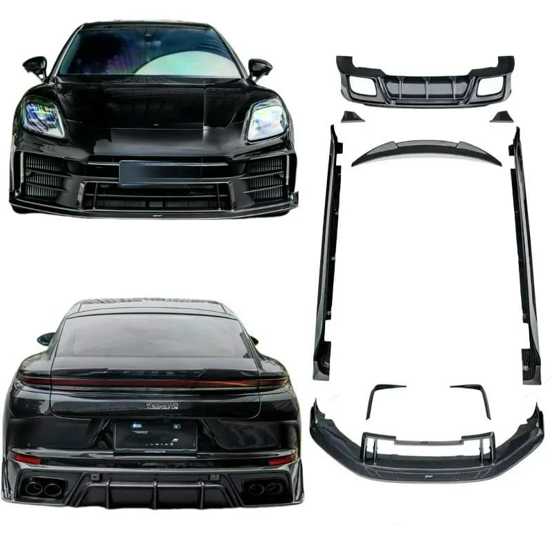 Top-Layer FORPorsche Panamera 976 Kit corpo leggero Fibra di carbonio a secco 2024 Gonna labbro anteriore Spoiler diffusore posteriore