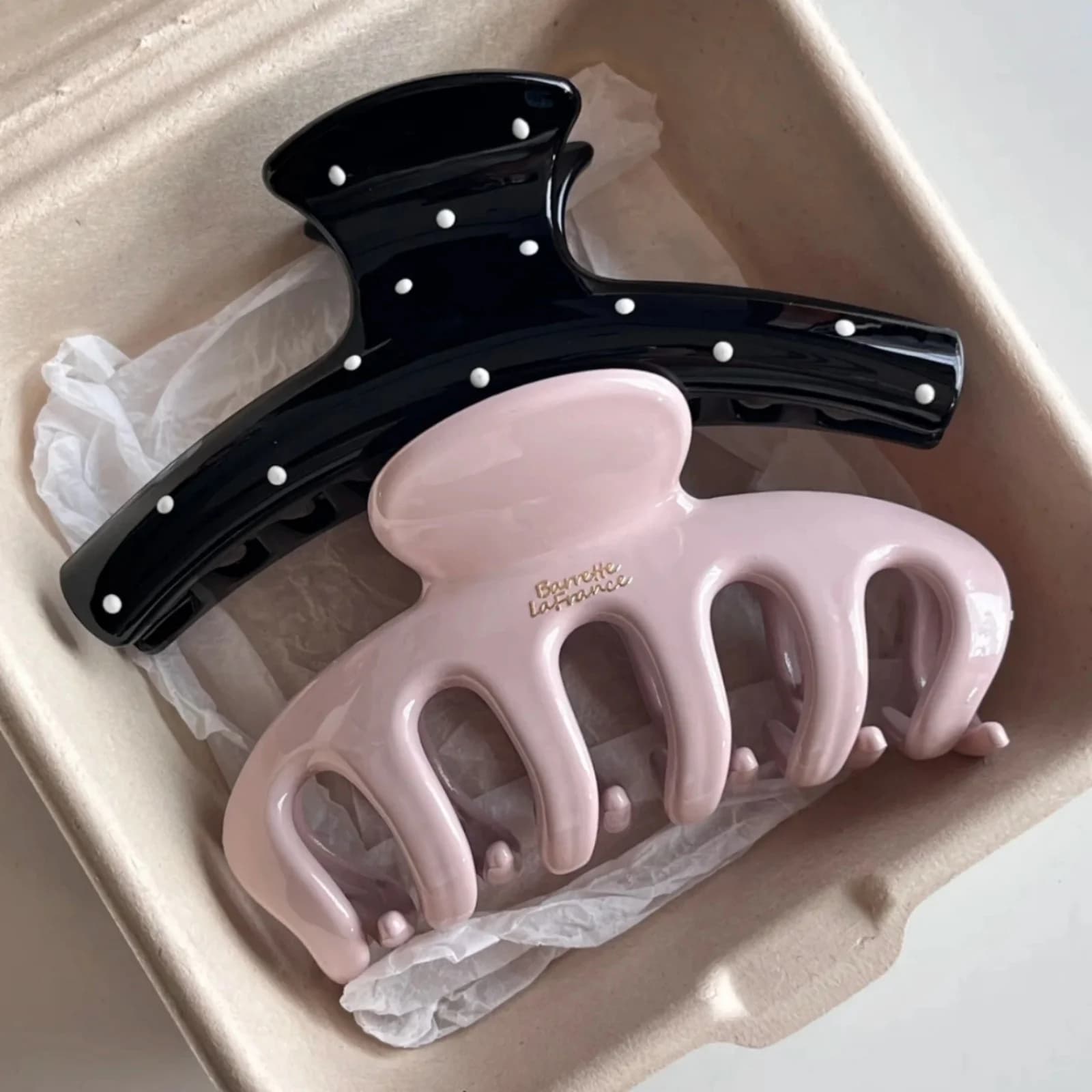 1/2PCS Large Rhinestone & Solid Color Hair Claw Clips, Non Slip Jaw Clips For Thick Hair Women Daily Styling