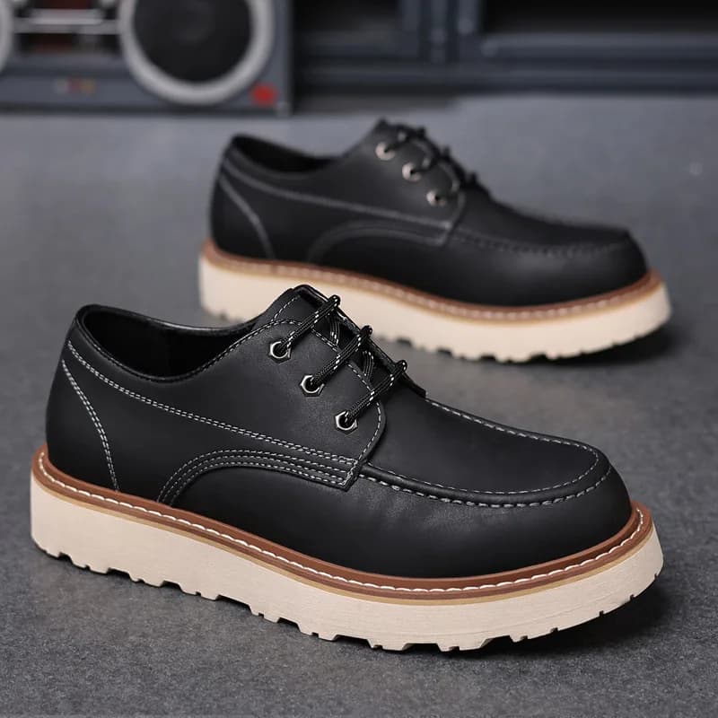 Scarpe eleganti casual in pelle da uomo Scarpe stringate Suola in gomma spessa antiscivolo Calzature basse eleganti Scarpe casual alla moda per uomo