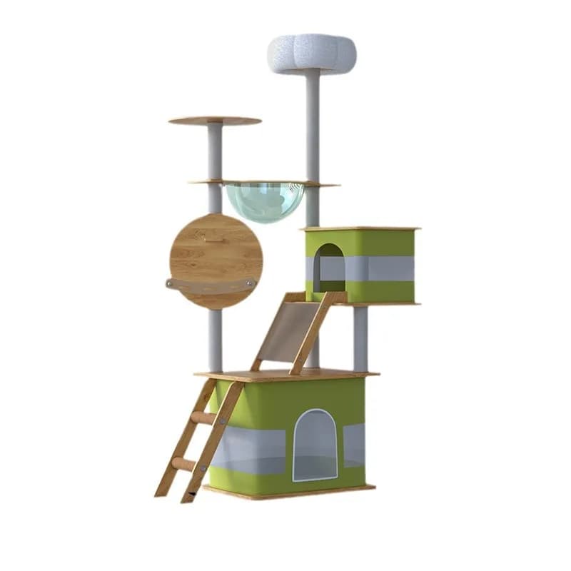 cornice nido per gatti albero per gatti in legno sala consegna verde tiragraffi produttore all'ingrosso spazio capsula culla villa di lusso