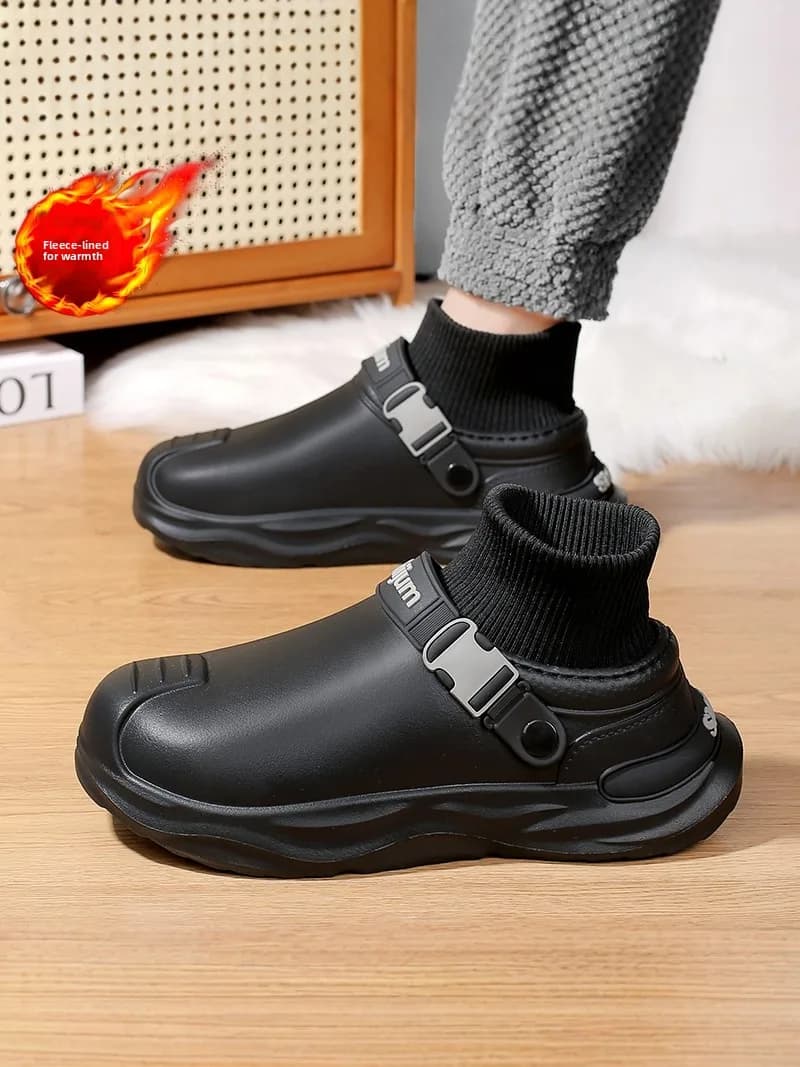Men's Winter Snow Boots Waterproof Non-Slip Fleece Lined Casual Work Outdoor Shoes Chef Shoes Cold Resistant Cotton Shoes