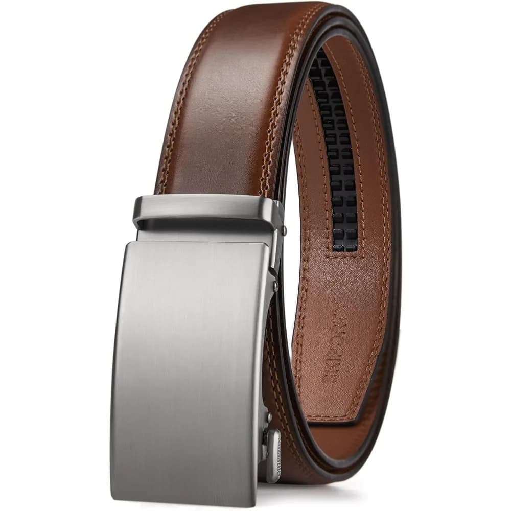 Cintura da Uomo, Cinture a Cricchetto in Pelle da 1 3/8'' Regolabili per Abiti e Jeans, Comode e Tagliabili su Misura