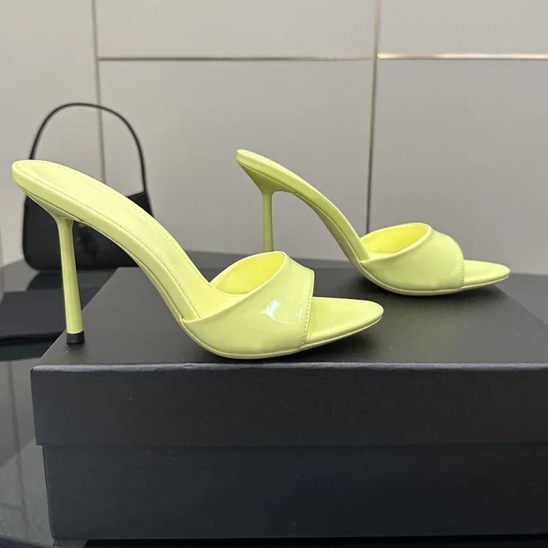 Shiny Patent Leather Thin Heel Slippers Sexy Pointed Toe Shallow Slip On New Arrivals Fashion Women Modern Shoes