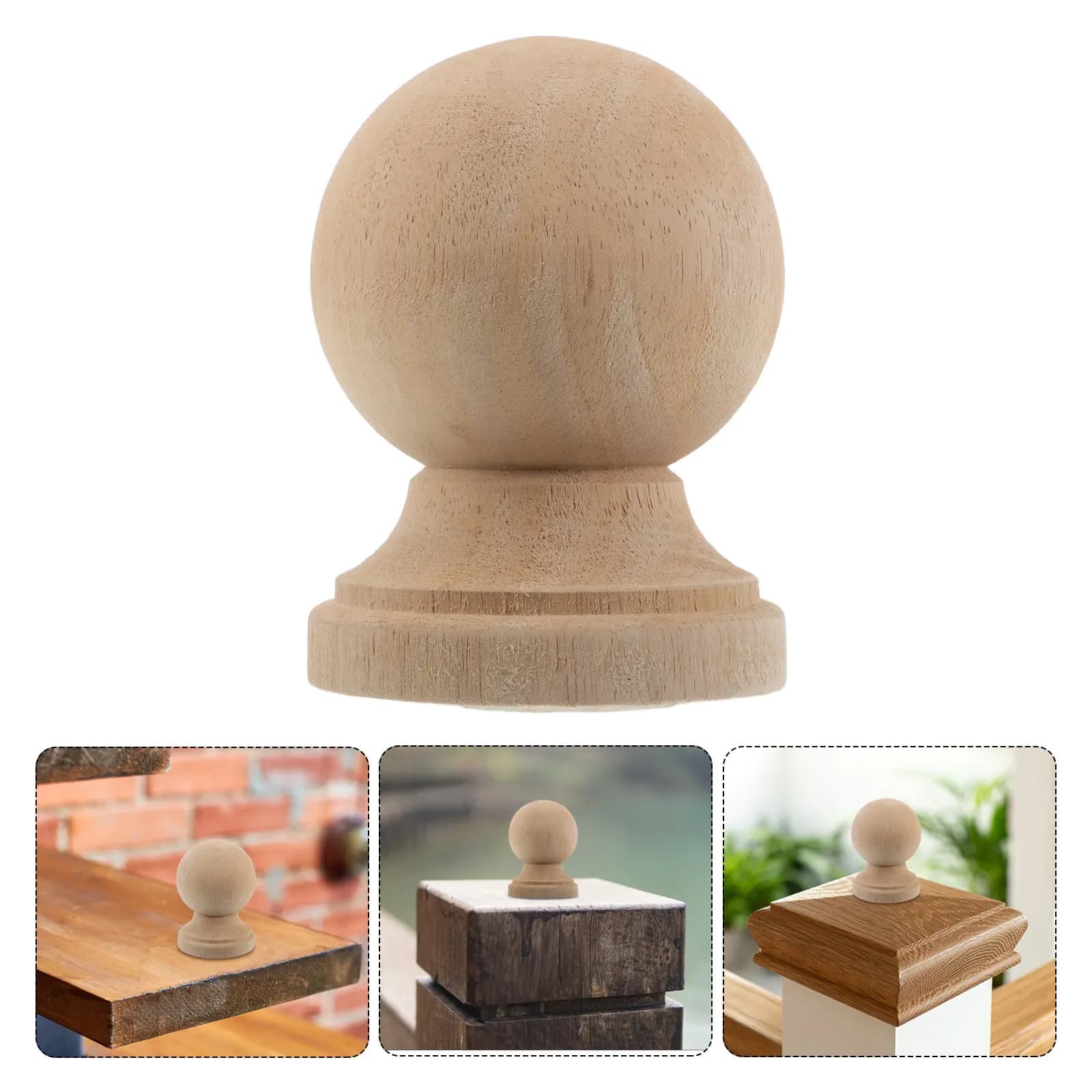 Wood Post Cap Finials Unfinished Decorative Rustic Wooden Bed Post Curtain Rod Staircase Fence Lamp Shade Toppers DIY Home Decor