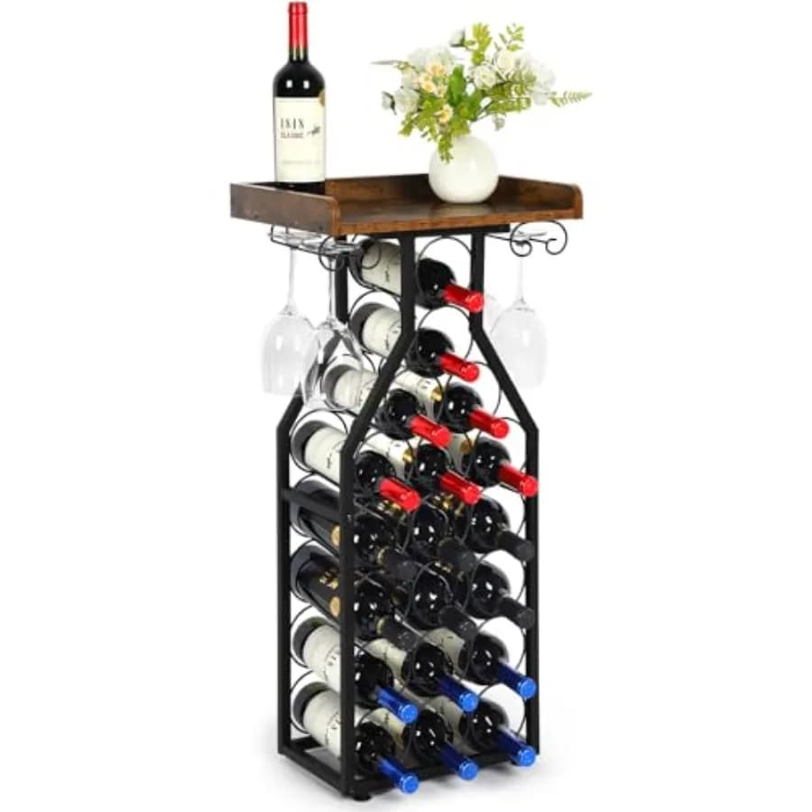 Portabottiglie Sospeso Versatile, Espositore per Liquori per Home Bar, Mini Bar, Tavolo, Mobile Porta Vino con Porta Bicchieri