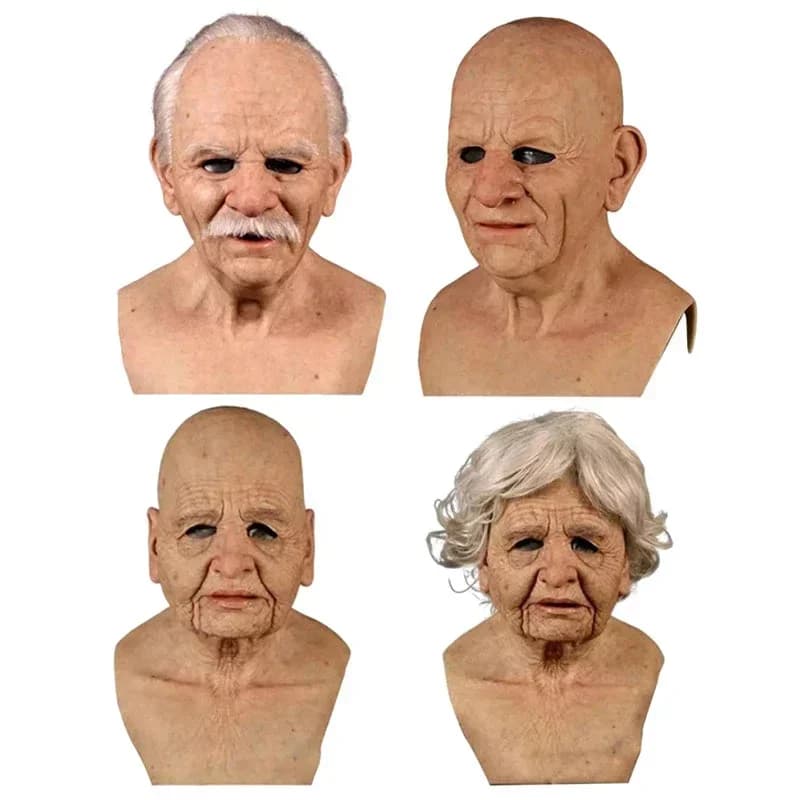 Maschera in Latex Realistica da Uomo Anziano, Maschera Integrale per Halloween e Cosplay Horror