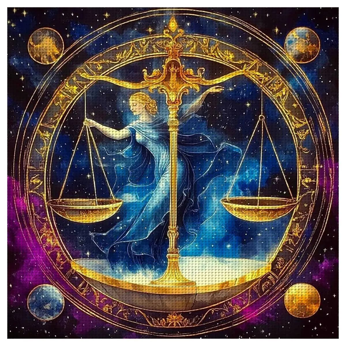 1pc 40X40CM/15.74inch Libra Stamped Cross Stitch Kit DIY Kit 11/14/16CT DIY Embroidered Set DIY Cross-Stitch Set Full Embroidery