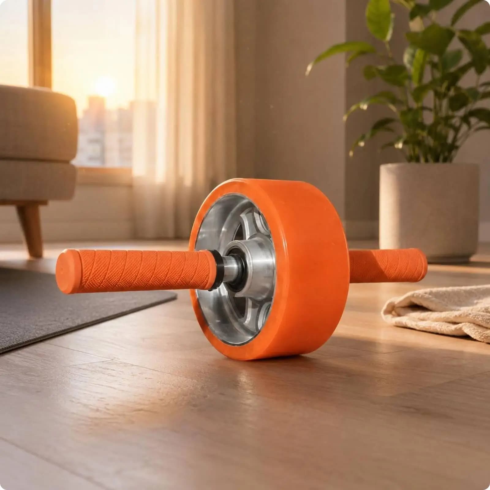 Twin-bearingBearing Ab Roller Metal Axle Textured Grip Ab Roller Home Gym