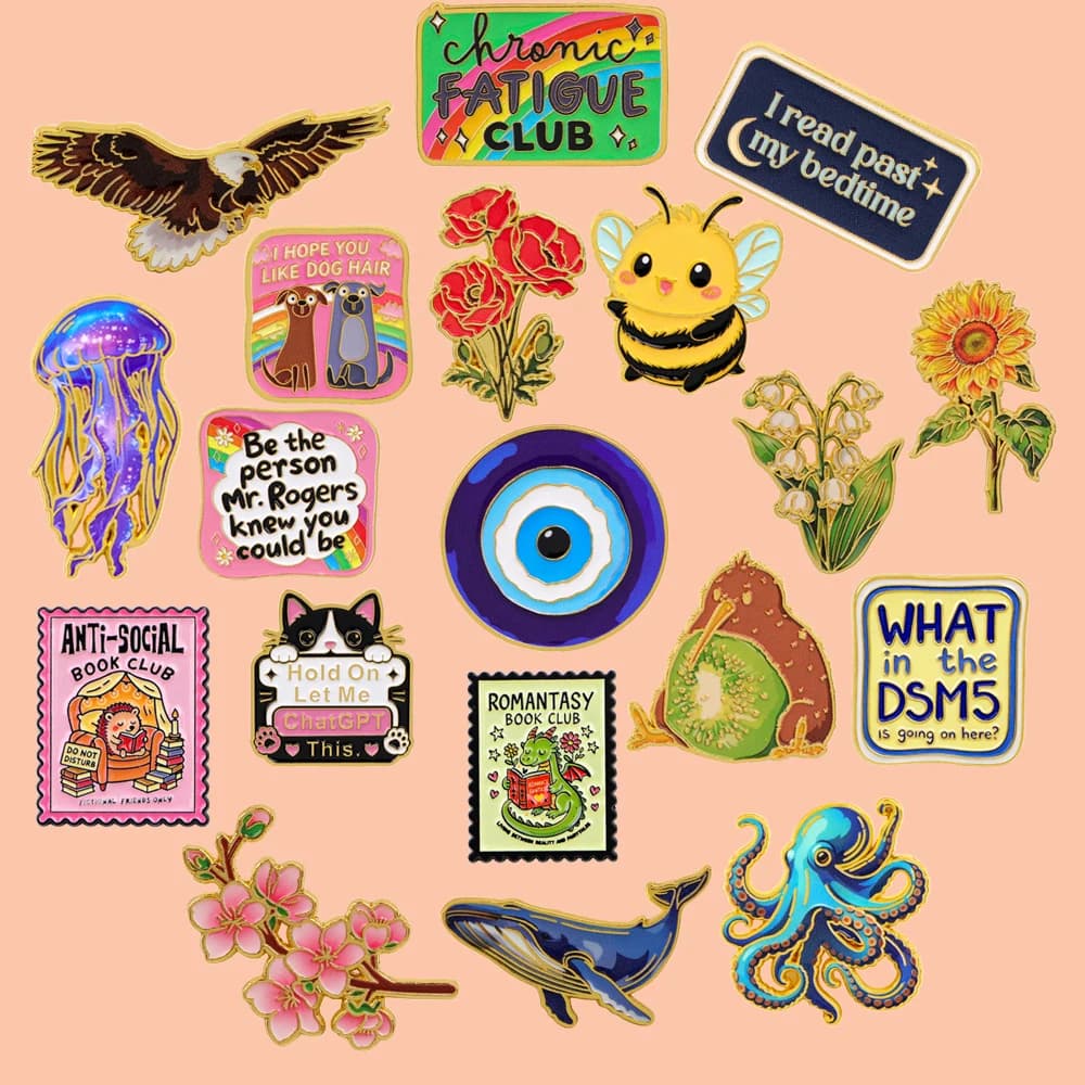 Funny Slogan Animal Floral Enamel Pins Metal Lapel Brooch Cute Flower Badge Clothes Backpack Decor Jewelry