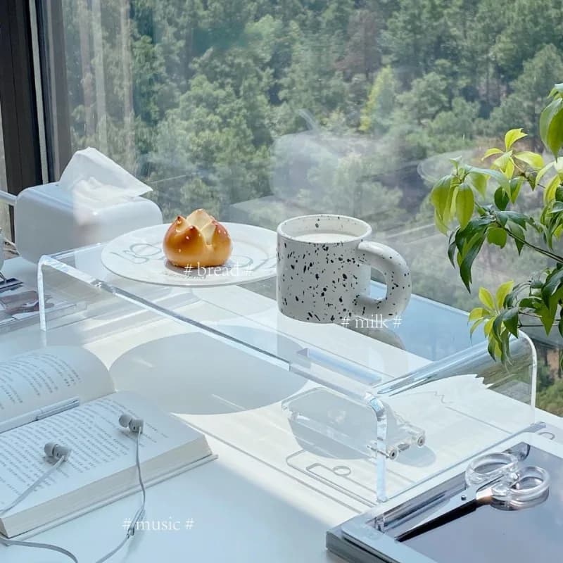 Minimalist Acrylic Monitor Stand Multi-Tier Desktop Organizer Transparent Computer Riser Stylish Shelf for Home Or Office