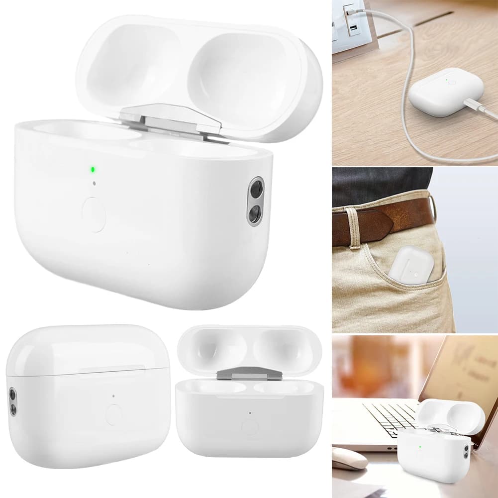 Custodia di ricarica wireless Custodia per caricabatterie wireless da 450 mAh con pulsante di sincronizzazione dell'accoppiamento compatibile con Bluetooth per AirPods Pro 2a e 1a generazione