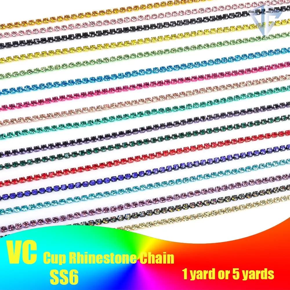 Catena con strass in cristallo VC con fondo colorato da cucire su catena con tazza in pietra Gule su strass Accessori fai da te