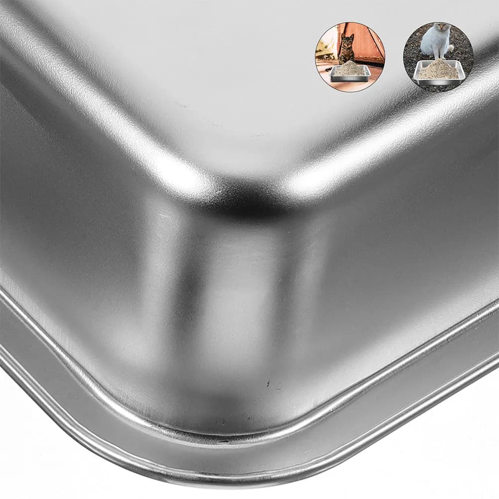 Lettiera per Gatti in Acciaio Inossidabile a Struttura Aperta, Resistente, Antiruggine, Ampio Spazio d'Ingresso, Portatile per Gatti e Gattini