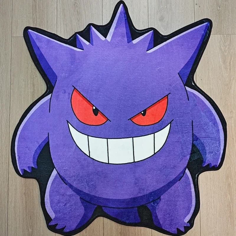 Gengar Pokemon Carpet - Spooky Ghost Soul Carpet for Bedroom, Games Room Furniture, Anti-slip Soft Mat, Cute Gift for Fans