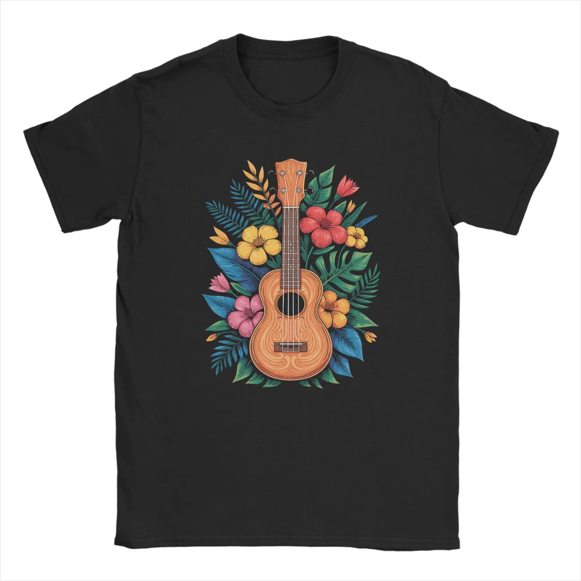 Hawaiian Ukulele Uke Girl Live Love Ukulele Men T Shirt Cool Tee Shirt Short Sleeve Crew Neck T-Shirt Pure Cotton 6XL Clothes