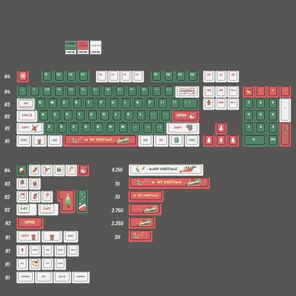 140 Keys/Set Geometry Cake Christmas Theme Keycap PBT Keycaps Cherry Profile DYE Sublimation ISO Enter For Mechanical Keyboard