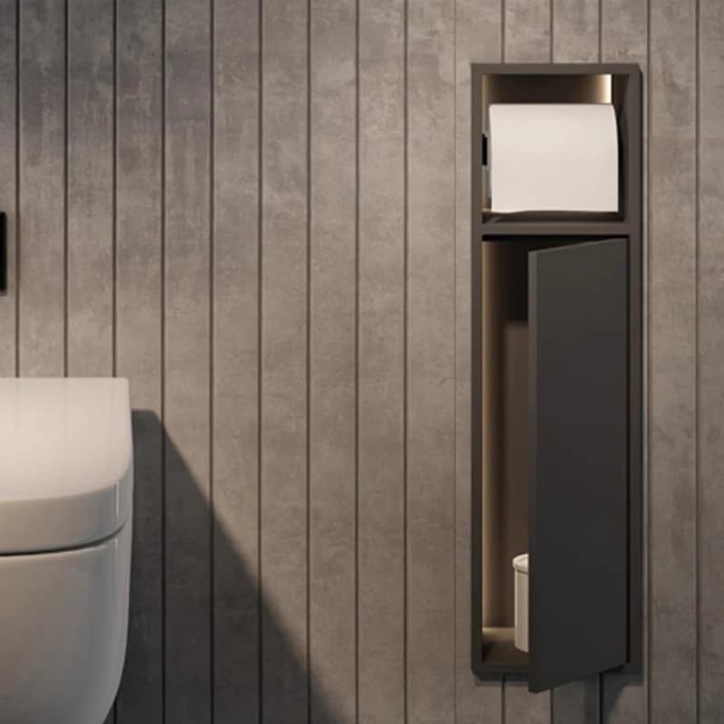 Nicchia da incasso in acciaio inossidabile, ripiano incorporato antiruggine, supporto per WC a prova di impronte digitali, organizer da bagno impermeabile a 2 livelli