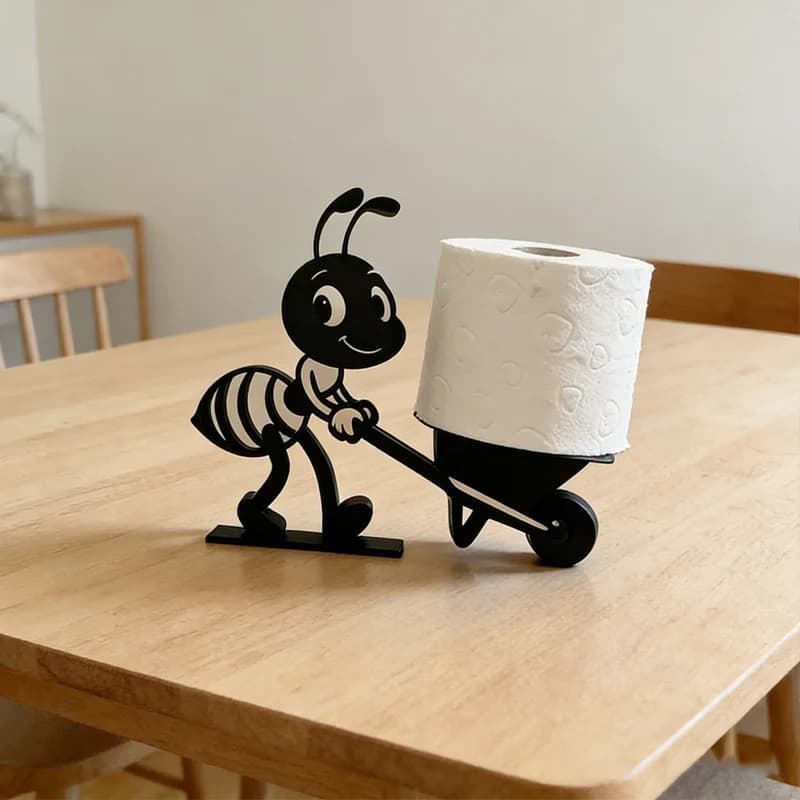Creative Ant Smile Shaped Independent Roll Paper Holder Multifunctional Toilet Paper Storage Handicraft Bathroom Decoration