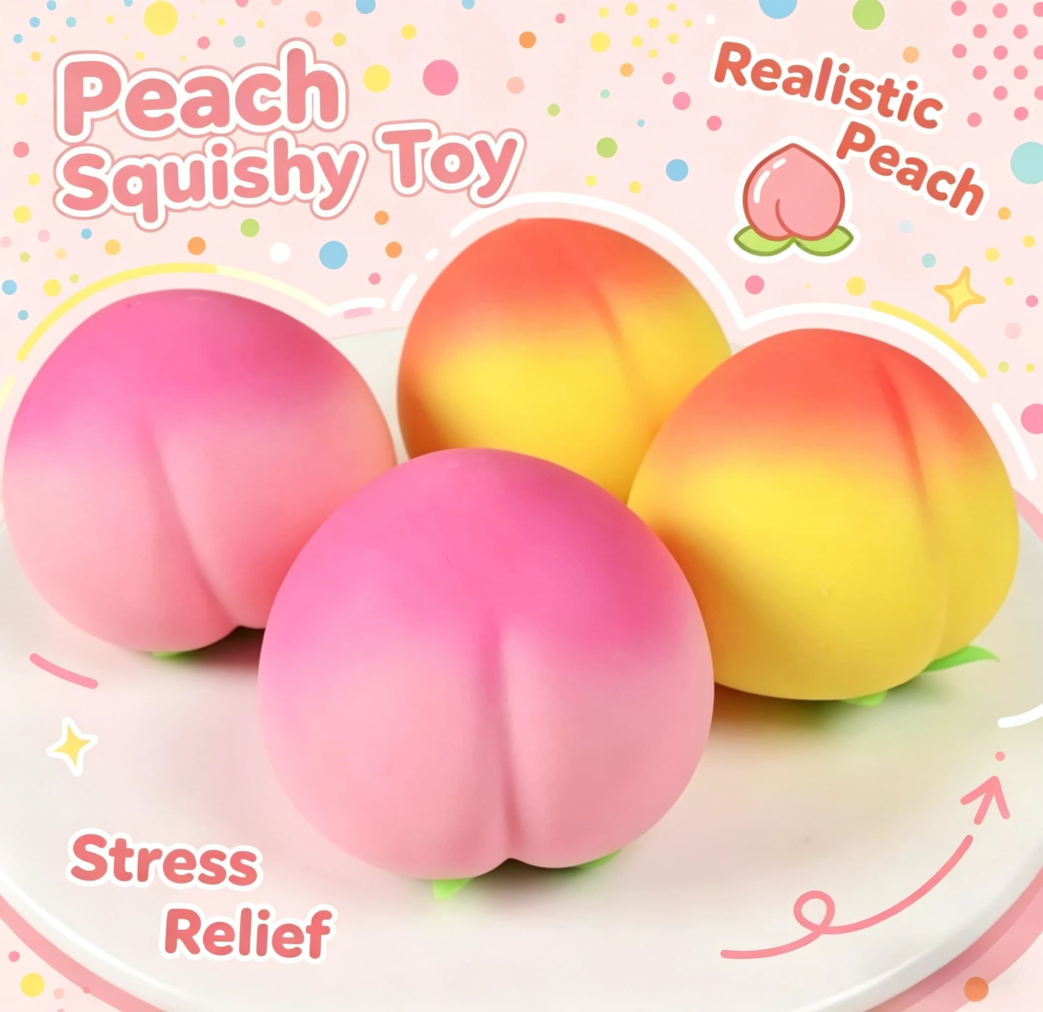 Giocattolo Antistress a Forma di Pesca in PU, Squishy a Lenta Risalita, Giocattoli Kawaii per Bambini, Regalo