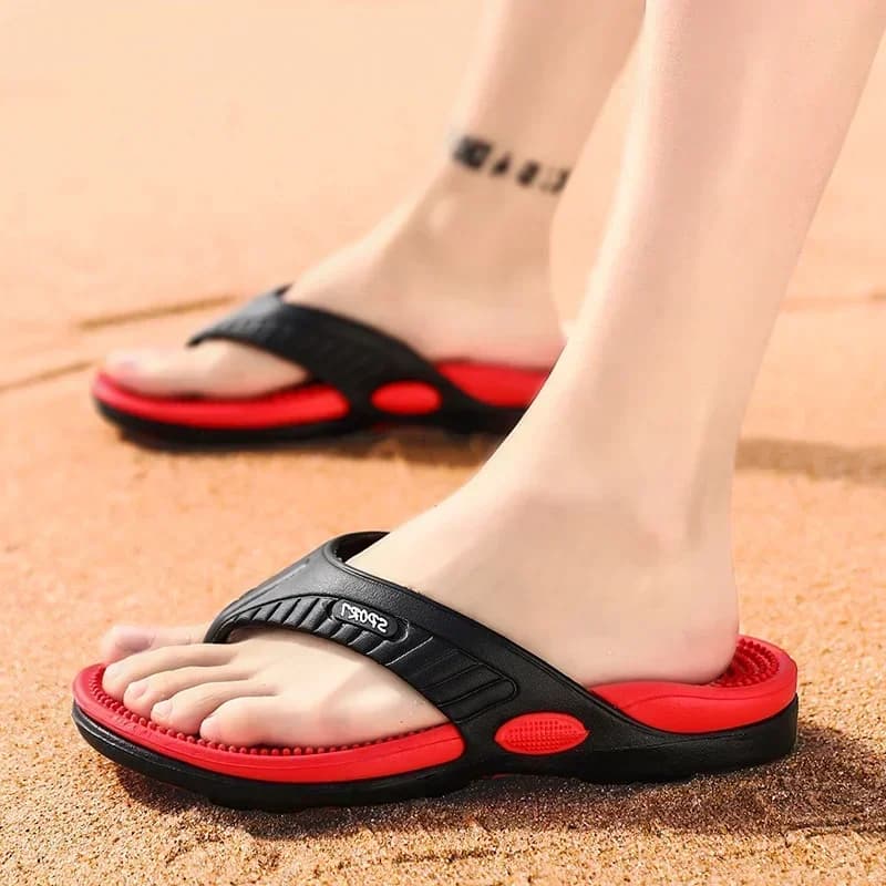Men Summer Breathable Beach Shoes Men Slippers Sandals Men Luxury Flip Flops Massage Flip Flops for Breathable Plus Big Size