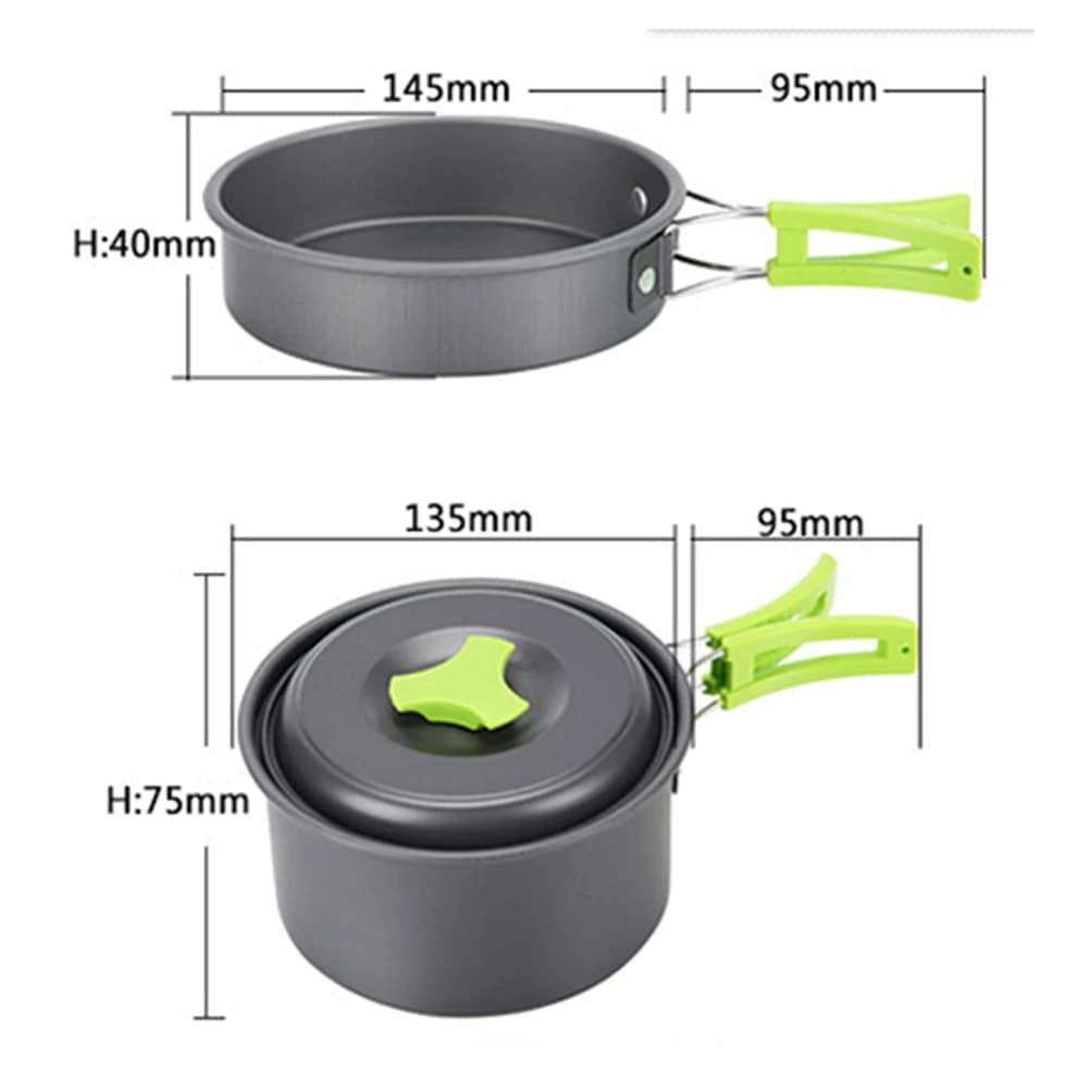 Set of Camping Pens for 1-2 People, Kitchen Tools for Exterior Stainless Steel, Compact Design for Easy Transport