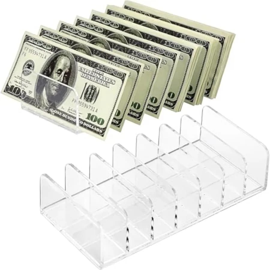 Acrylic Cash Tray 7 Slots File Organizer for Desk Clear Cash Mail Holder Eyeshadow Makeup Palette Cosmetic Organizer Vertical L