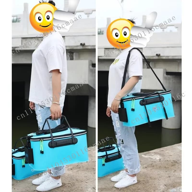 Custom Logo Strap and Handle Portable Folding Eva Barrel for Outdoor Live Fish Storage Tackle Bag Box