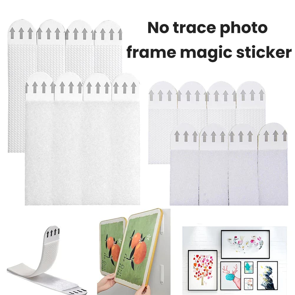 12 Pairs DIY Command Adhesive Strong Double Sided Strip Tape Frame Invisible Photo Frame Duty Mounting Strips Home Office Wall