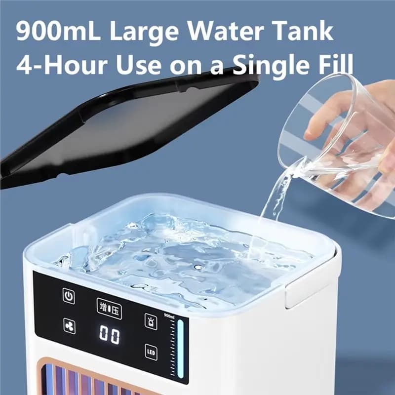 USB Air Cooler Portable Desktop Cooling Fan With Humidifier 900ML Water Tank & Ice Box For Bedroom Offices-Y48A