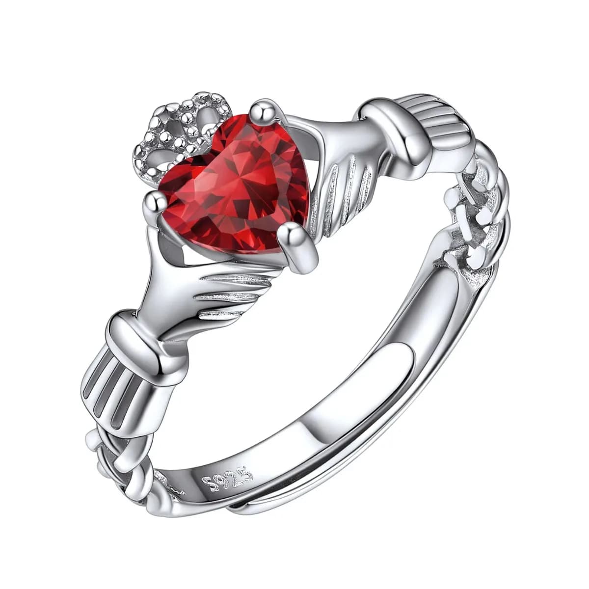 U7 3mm 925 Anelli Claddagh in argento Cuore Pietre portafortuna 6 * 9.mm Opale Anello regolabile per donna Matrimonio Compleanno Gioielli Regalo per lei