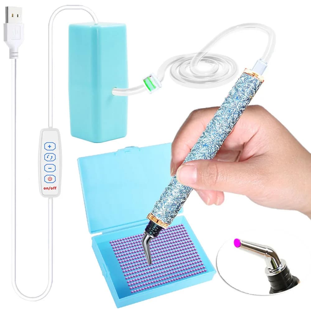 Strumento di aspirazione diamantata elettrico Dispositivo di aspirazione per pittura diamantata alimentato tramite USB Kit penna per pittura diamantata sottovuoto portatile per artigianato artistico