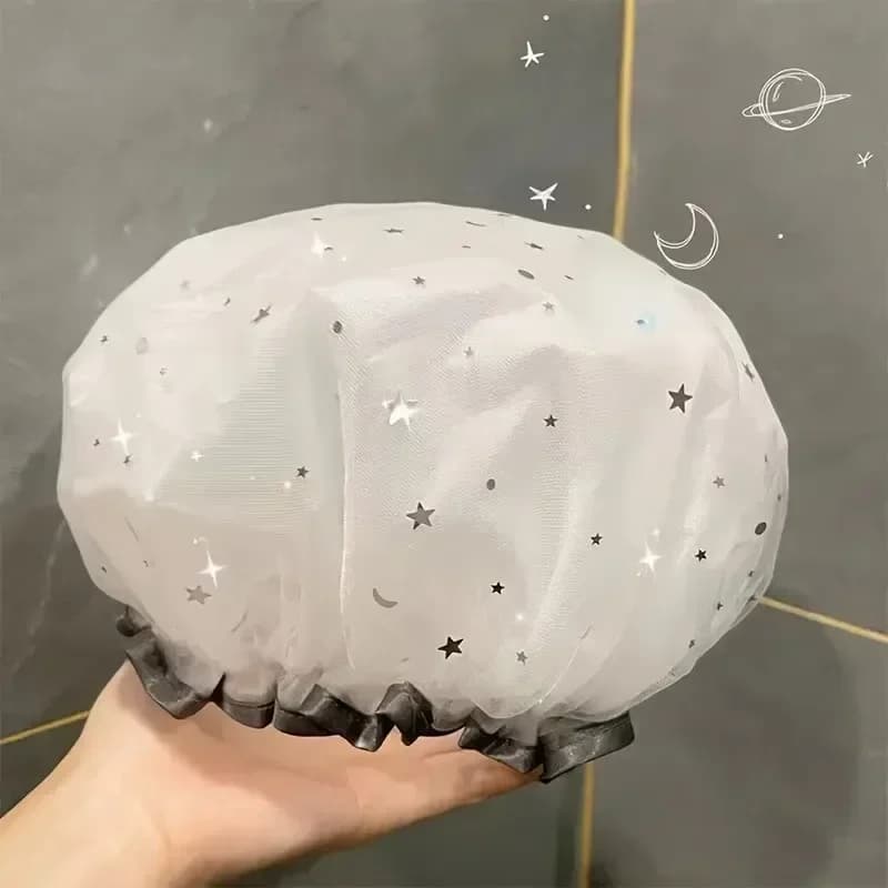 Double layer shower head for adults, waterproof PVC, bathroom and kitchen, oil resistant, reusable