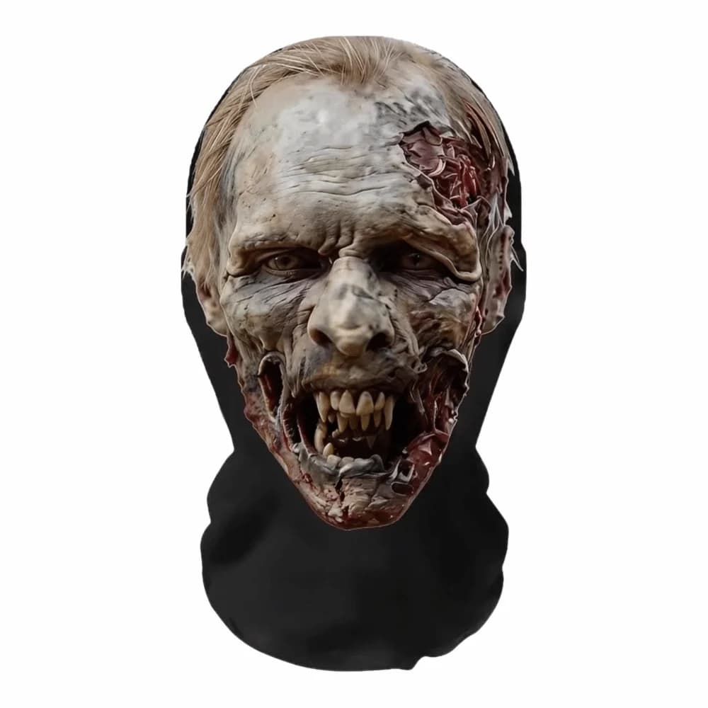 2D Flat Printed Full Face Mesh Headgear Washable Comfortable Skull Zombie Mask Flexible Breathable Halloween Cosplay Mask