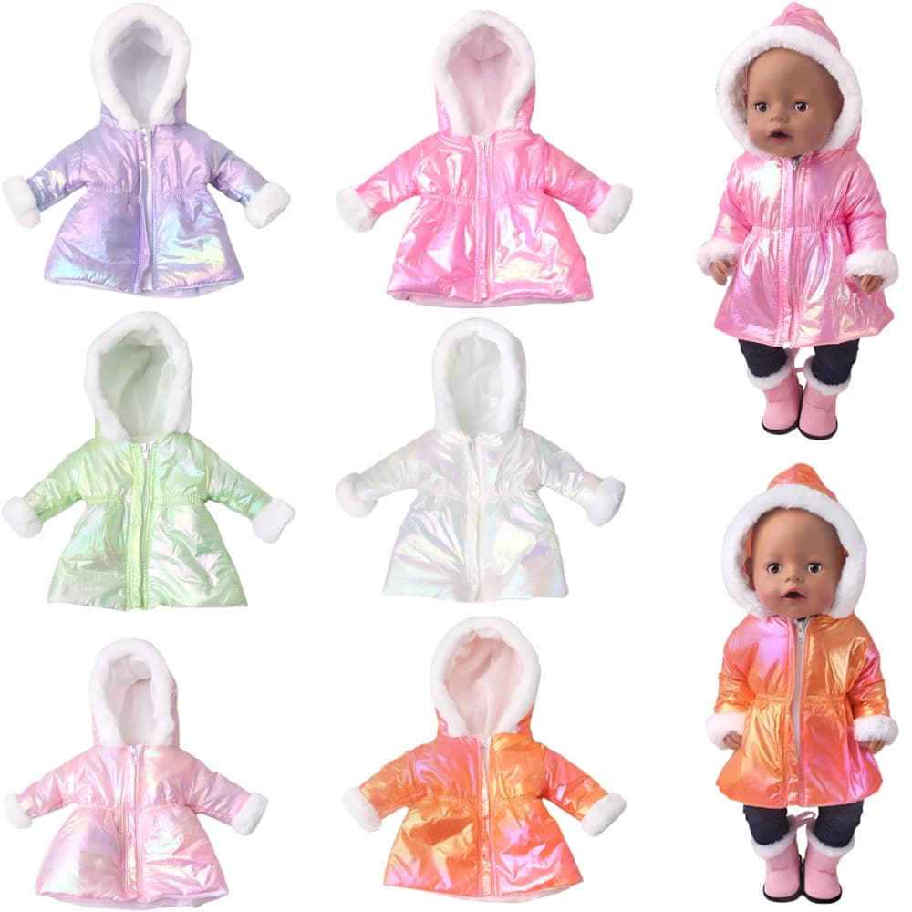 Piumino colorato brillante 43 cm bambole Reborn bambola americana da 18 pollici giocattoli di generazione accessori per vestiti