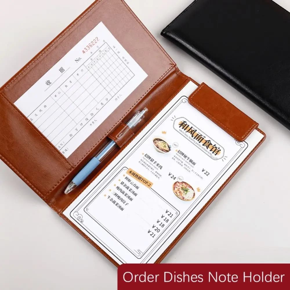 PU Leather A6 File Folder Storage Slot With Pen Insert Clipboard Document Clip Waterproof Business Meeting Contract Clamp Hotel
