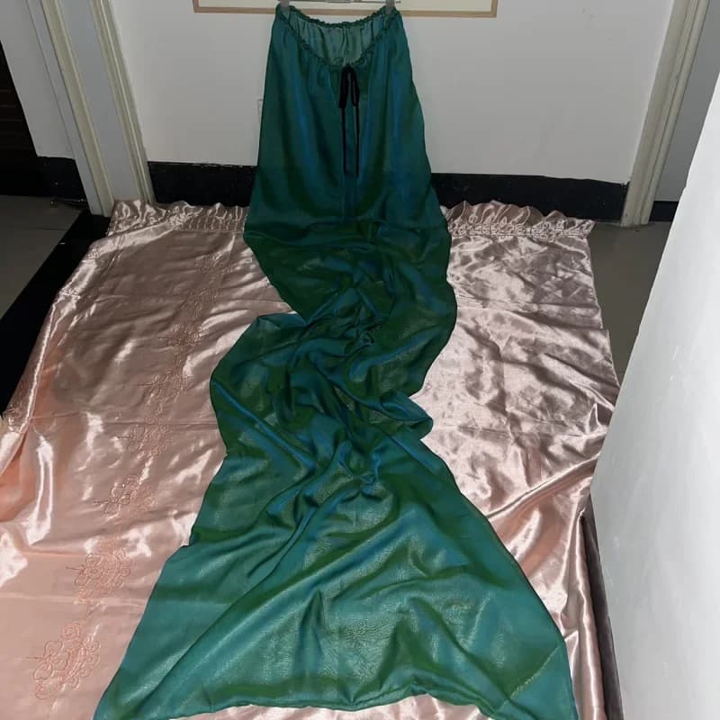 Couple High Gloss Soft Comfortable Thin Breathable Long Sleeping Bags Adults Smooth Mesh Sexy Loose Dress Wrap