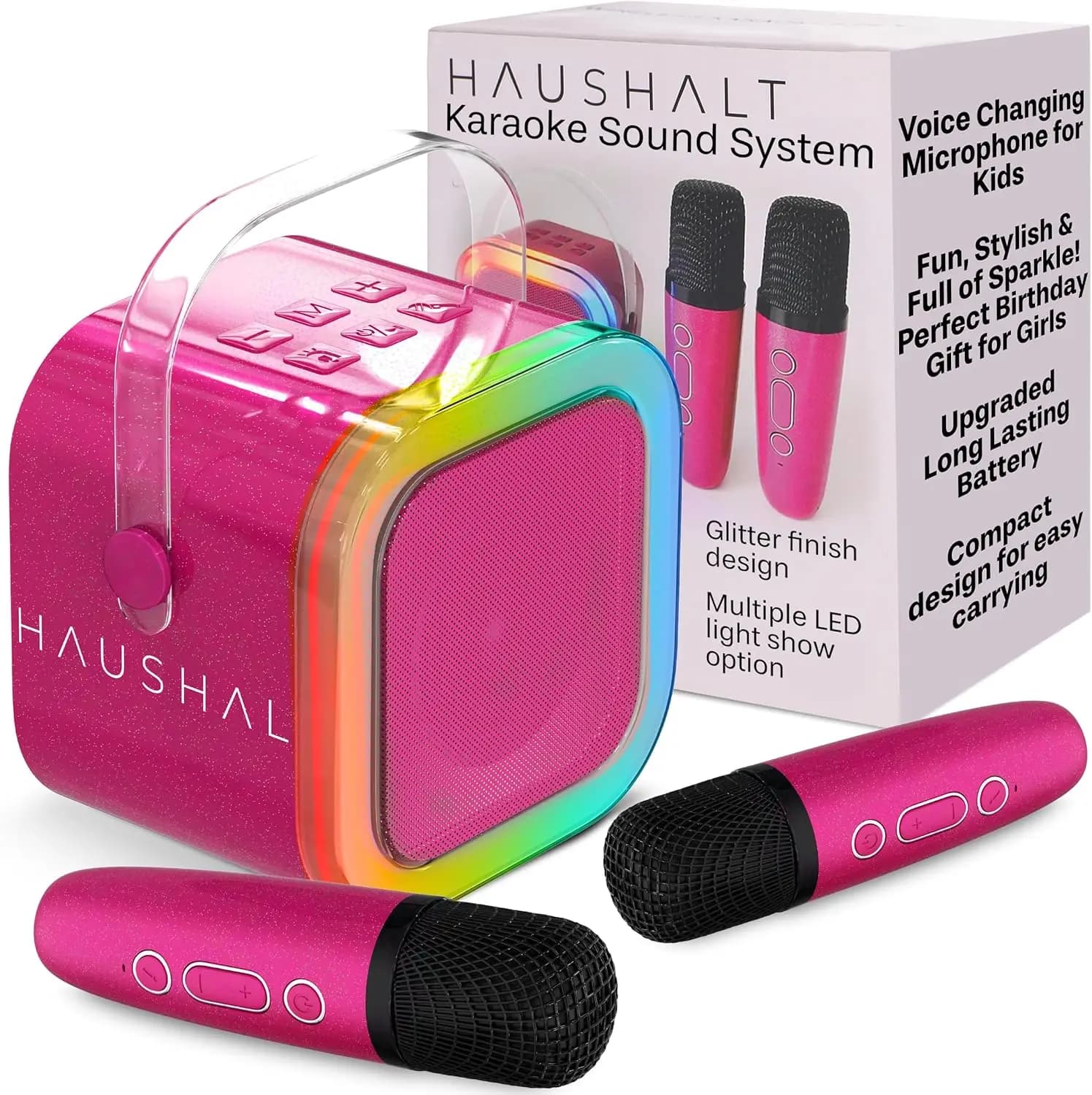 Mini Macchina per Karaoke con Microfoni Wireless, Altoparlante Bluetooth Portatile per Bambini e Adulti, Regalo per Ragazze e Ragazzi