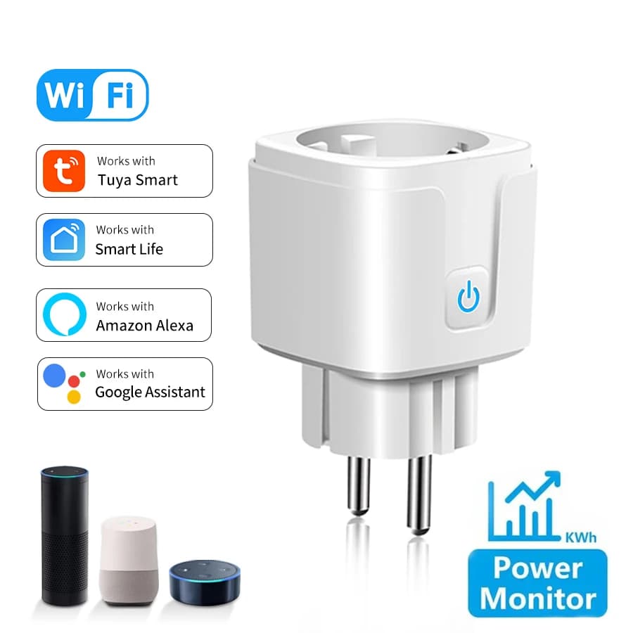 Tuya Smart Socket EU 16A AC100-240V WiFi Smart Plug with power monitoring socket Alexa Google Home Voice control Smart Life APP