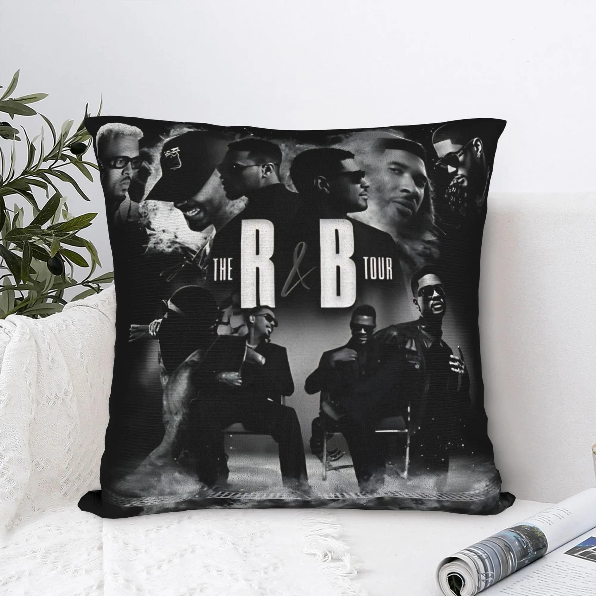 Fodera per cuscino Chris Brown e Usher The Rb Tour, design Raymond e Brown, federa divertente per divano del soggiorno