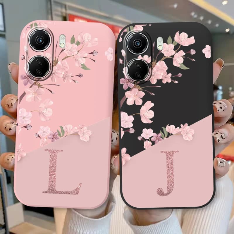 For Xiaomi Poco C65 C75 Redmi 13C 14C Case Cute Flowers Letters Shockproof Soft Silicon Protector Coque Phone Cases Bags Funda
