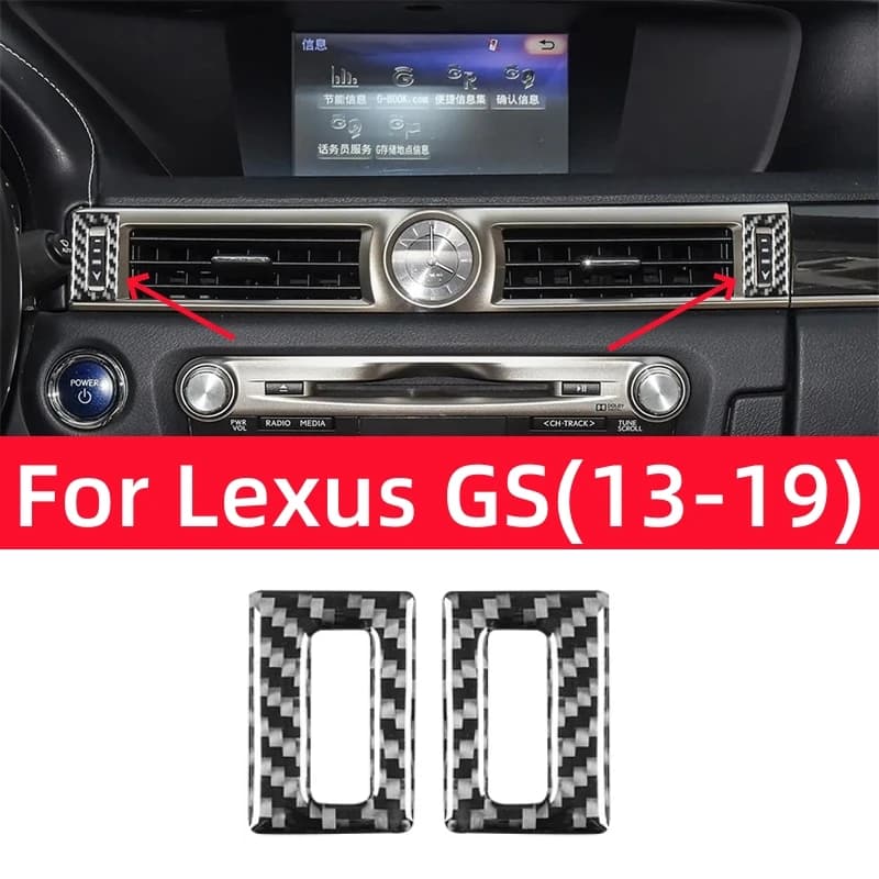 For Lexus GS 2013-2019 interior carbon fiber accessories Car Central Air Outlet trim cover Stickers