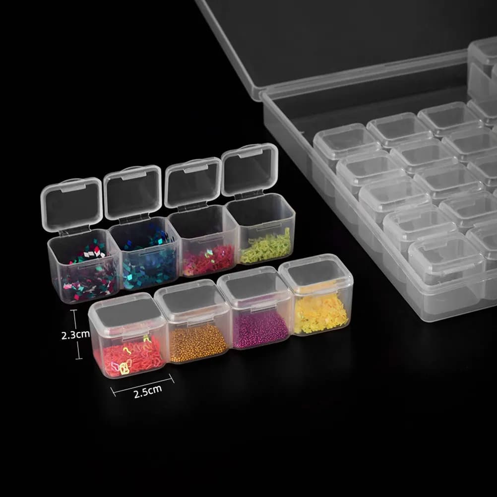 1 Set of 56 Compartment Manicure Sequin Box Removable Nail Art Glitter Diamonds Transparent Storage Box